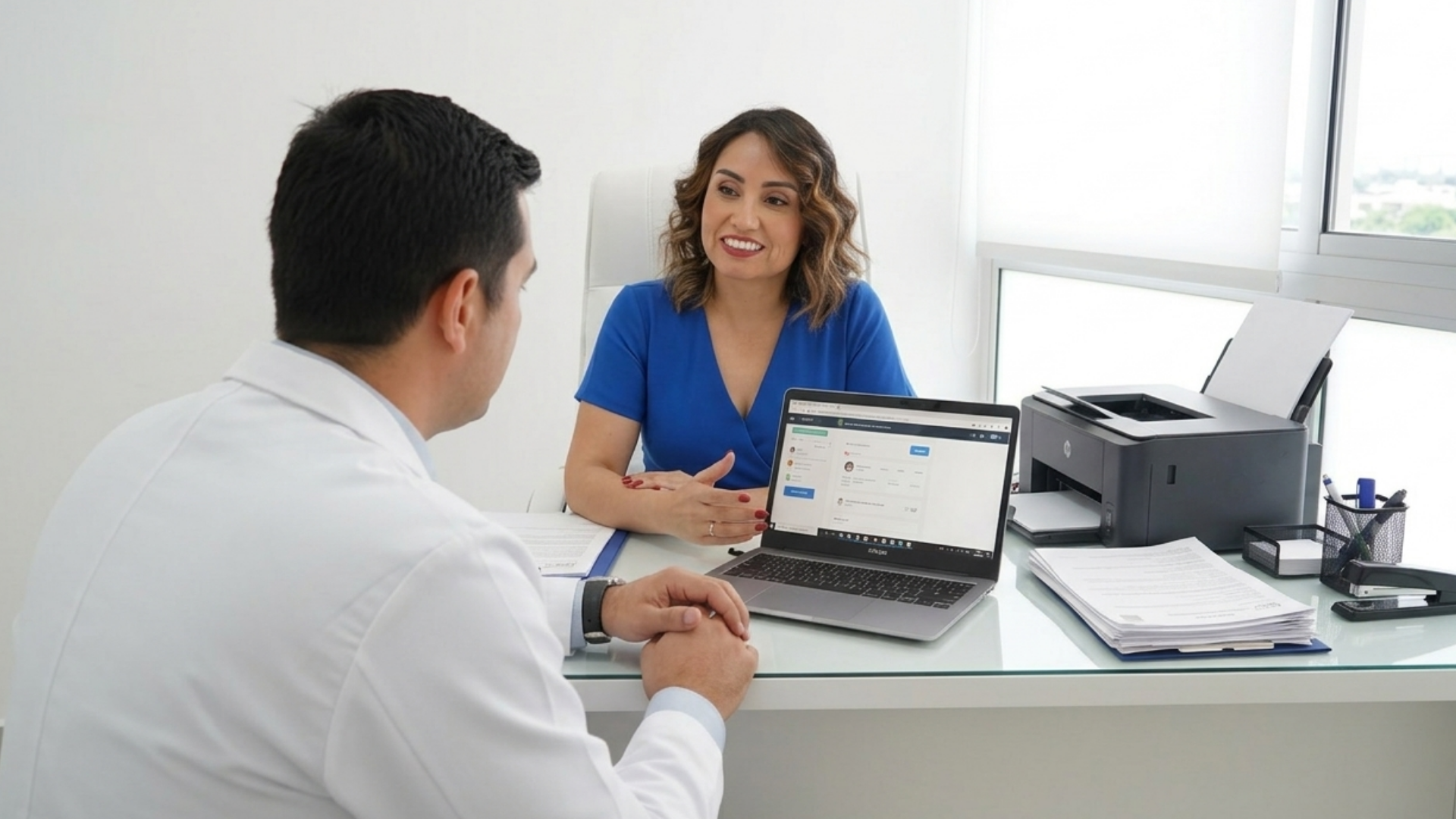 Doctor revisando Mi Cuenta Médica